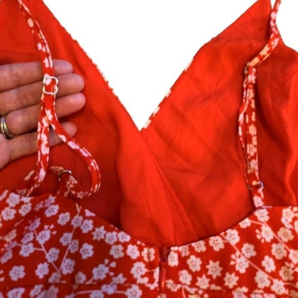 EC WHITE FOX YACHT CLUB RED FLORAL WRAP DRESS SZ.S - Picture 5 of 7